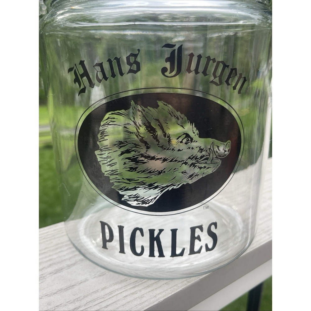 Hans Jurgen Pickles Pickle Jar w/ Lid 7 1/2" Diameter 10" Tall w/ Lid Excellent - Picture 3 of 5